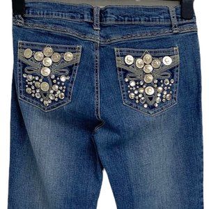 Jean pants blue embroidery coins pockets size 9  Paco Jeans Juniors